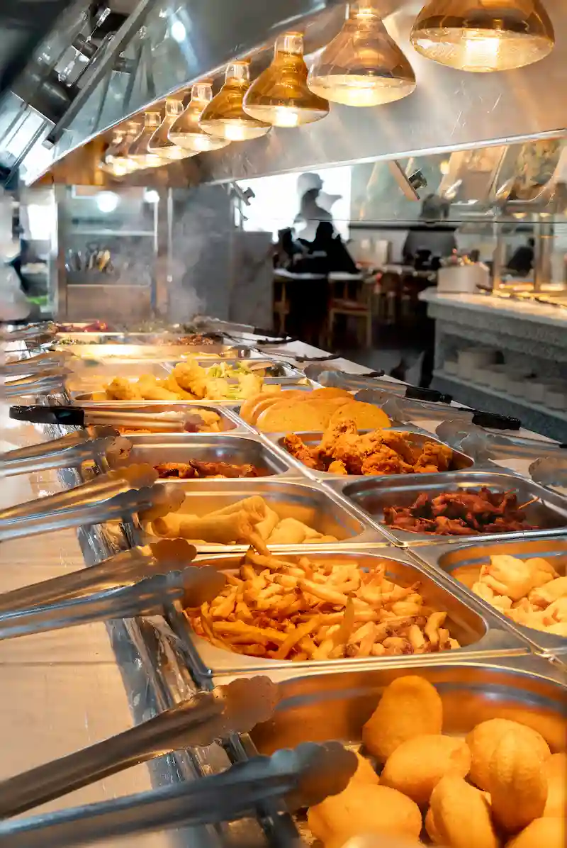 Hot Buffet Line with Fried Dishes